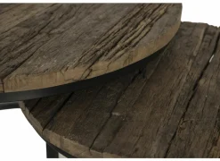 Bijzettafel Elunar Ø70cm - acacia massief - naturel - set van 3