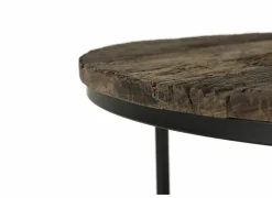 Bijzettafel Elunar Ø70cm - acacia massief - naturel - set van 3