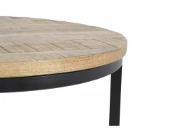 Bijzettafel Half Moon Ø60 set van 2 - mango massief & metaal - naturel