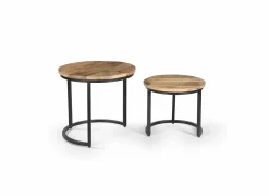Bijzettafel Ines Ø50cm - mango massief - naturel - set van 2
