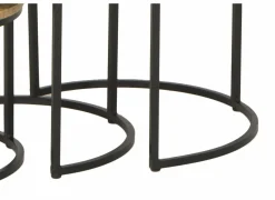 Bijzettafel Joshua Ø55cm - mango massief - bruin - set van 3