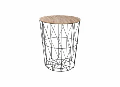 Bijzettafel Kumi Ø47cm - metaal - zwart & naturel