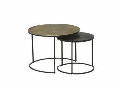 Bijzettafel Laggan Ø61/Ø43cm - aluminium & ijzer - zwart - set van 2