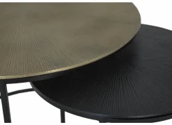 Bijzettafel Laggan Ø61/Ø43cm - aluminium & ijzer - zwart - set van 2