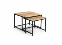 Bijzettafel Lina 60x60cm - mango massief - naturel - set van 2