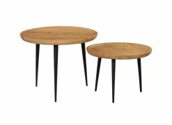 Bijzettafel Quant Ø60cm - acacia massief - bruin - set van 2