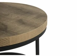 Bijzettafel SL2303  Ø76xH45,5cm/Ø56xH38,5cm - decor & metaal - scarlet oak set van 2