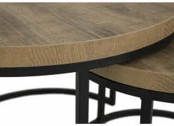 Bijzettafel SL2303  Ø76xH45,5cm/Ø56xH38,5cm - decor & metaal - scarlet oak set van 2