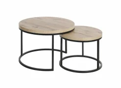 Bijzettafel SL2303  Ø76xH45,5cm/Ø56xH38,5cm - decor & metaal - canyon oak