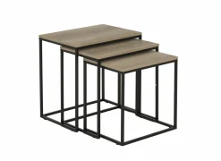 Bijzettafel Victorius 55x40cm - melamine - bruin set van 3