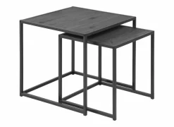 Bijzettafel 50x50cm - decor - ash grey & zwart - set van 2