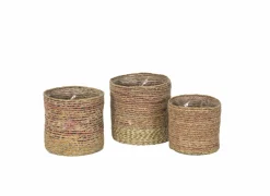 Bloempot Aja set van 3 - zeegras - naturel/multi