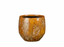 Bloempot Harris Ø20x18cm - keramiek - donkergeel