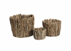 Bloempot Lagoon Ø32xH30cm - teak - naturel