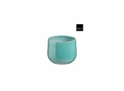 Mica Bloempot Matteo H13cm - terracotta - turquoise
