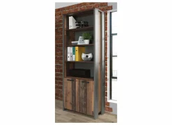 Boekenkast Clif-B 86x42x221cm - decor - old wood & donkergrijs