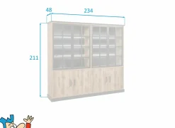 Boekenkast 234x211x48cm - decor - bruin & zwart