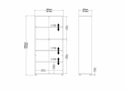 Boekenrek Prima 89x40x186cm - decor - wit