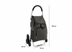 Boodschappentrolley 52x40x100cm - stof - gewaxt grijs