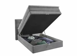 Boxspring Amy 140x200cm - stof - grijs met opbergruimte