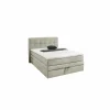 Boxspring Amy 140x200cm - stof - greige met opbergruimte
