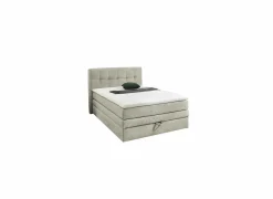 Boxspring Amy 140x200cm - stof - greige met opbergruimte