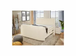 Boxspring Belair Mix 180x200cm - stof - ecru met tv-lift en opbergruimte