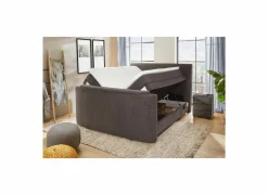 Boxspring Belair Mix 180x200cm - stof - antraciet met tv-lift en opbergruimte