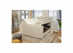 Boxspring Belair Mix 180x200cm - stof - beige met tv-lift en opbergruimte