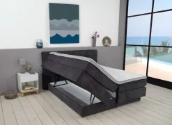 Boxspring BX2110 Portage 160x200cm - stof - antraciet met opbergruimte