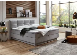 Boxspring BX2110 Portage 160x200cm - stof - lichtgrijs met opbergruimte