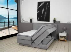 Boxspring BX2110 Portage 160x200cm - stof - lichtgrijs met opbergruimte