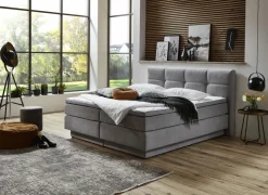 Boxspring BX2110 Portage 180x200cm - stof - lichtgrijs met opbergruimte