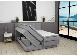 Boxspring BX2110 Portage 180x200cm - stof - lichtgrijs met opbergruimte