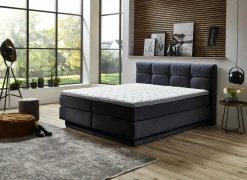 Boxspring BX2110 Portage 180x200cm - stof - grijs blauw met opbergruimte