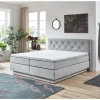 Boxspring BX2060 180x200cm - stof - lichtgrijs met opbergruimte