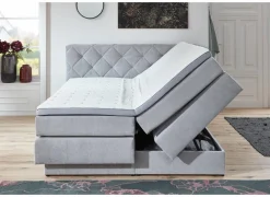 Boxspring BX2060 180x200cm - stof - lichtgrijs met opbergruimte