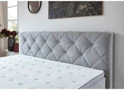 Boxspring BX2060 180x200cm - stof - lichtgrijs met opbergruimte