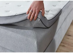 Boxspring BX2060 180x200cm - stof - lichtgrijs met opbergruimte