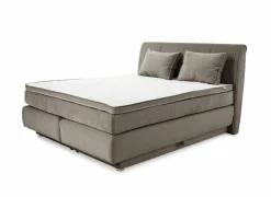 Boxspring Caren Max 160x200cm - stof - taupe met opbergruimte