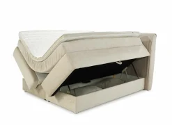 Boxspring Caren Max 160x200cm - stof - ecru met opbergruimte
