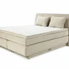 Boxspring Caren Max 180x200cm - stof - ecru met opbergruimte