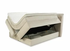 Boxspring Caren Max 180x200cm - stof - ecru met opbergruimte