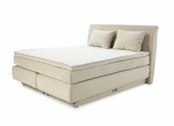 Boxspring Caren Mix 160x200cm - stof - ecru met opbergruimte