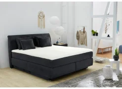 Boxspring Carla Max 160x200cm - stof - zwart met opbergruimte