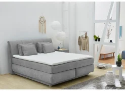 Boxspring Carla Max 160x200cm - stof - grijs met opbergruimte