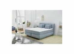 Boxspring Carla Max 180x200cm - stof - micro lichtblauw met opbergruimte