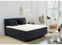 Boxspring Carla normal  180x200cm - stof - micro zwart met opbergruimte