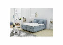 Boxspring Carla normal  180x200cm - stof - micro lichtblauw  met opbergruimte