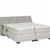 Boxspring Reynosa Gel 180x200cm - stof - zilver met opbergruimte & elektrisch